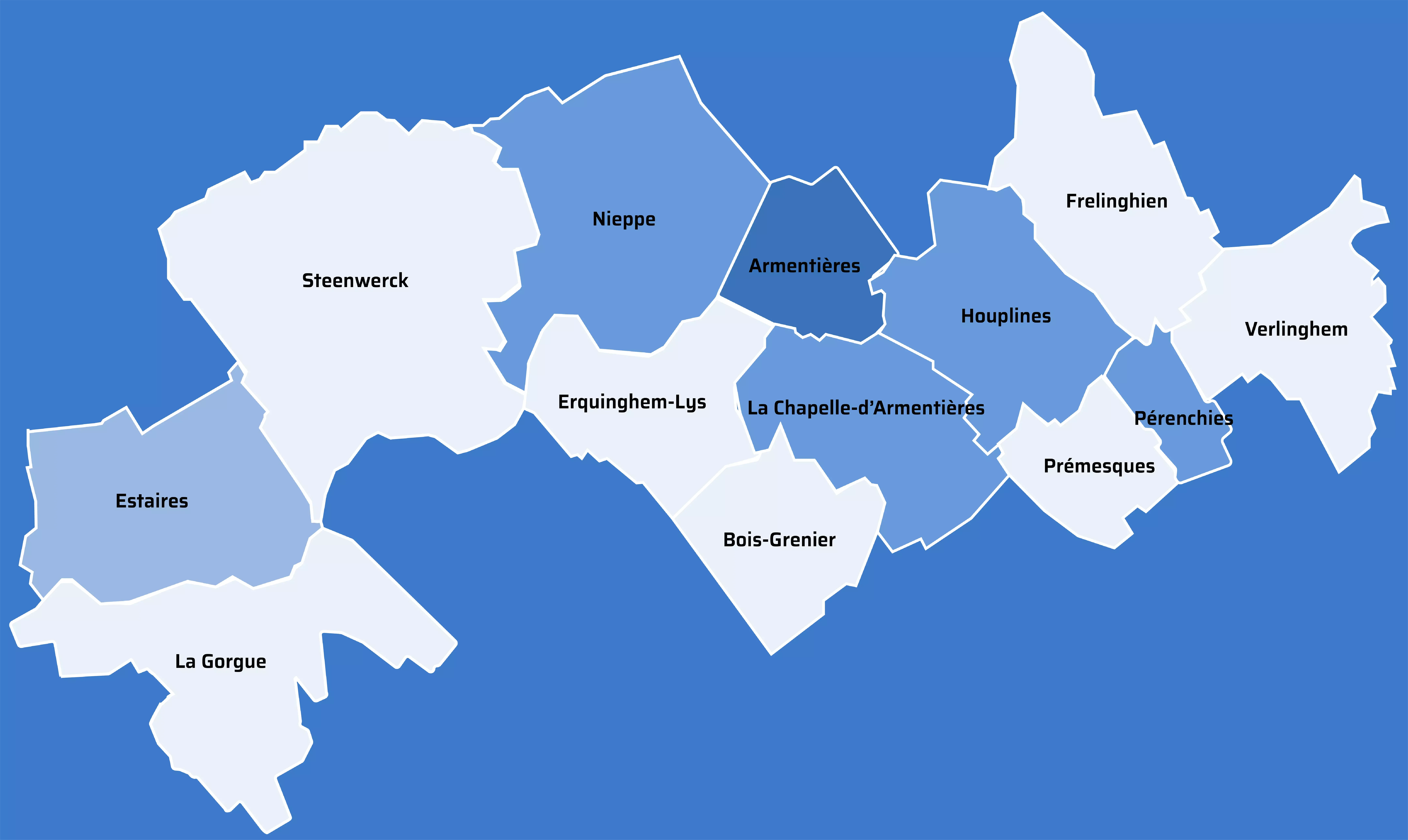 Carte Lys Armentières fond bleu
